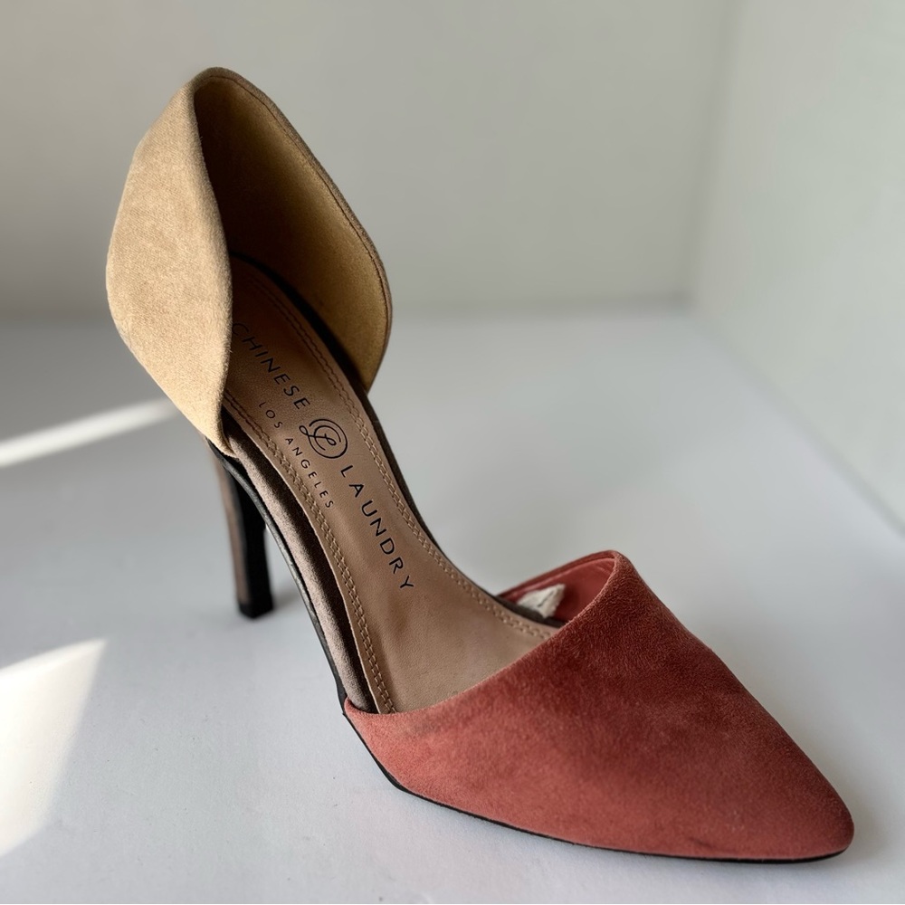 Chinese Laundry Colorblock Heels - Beige, Black, Coral